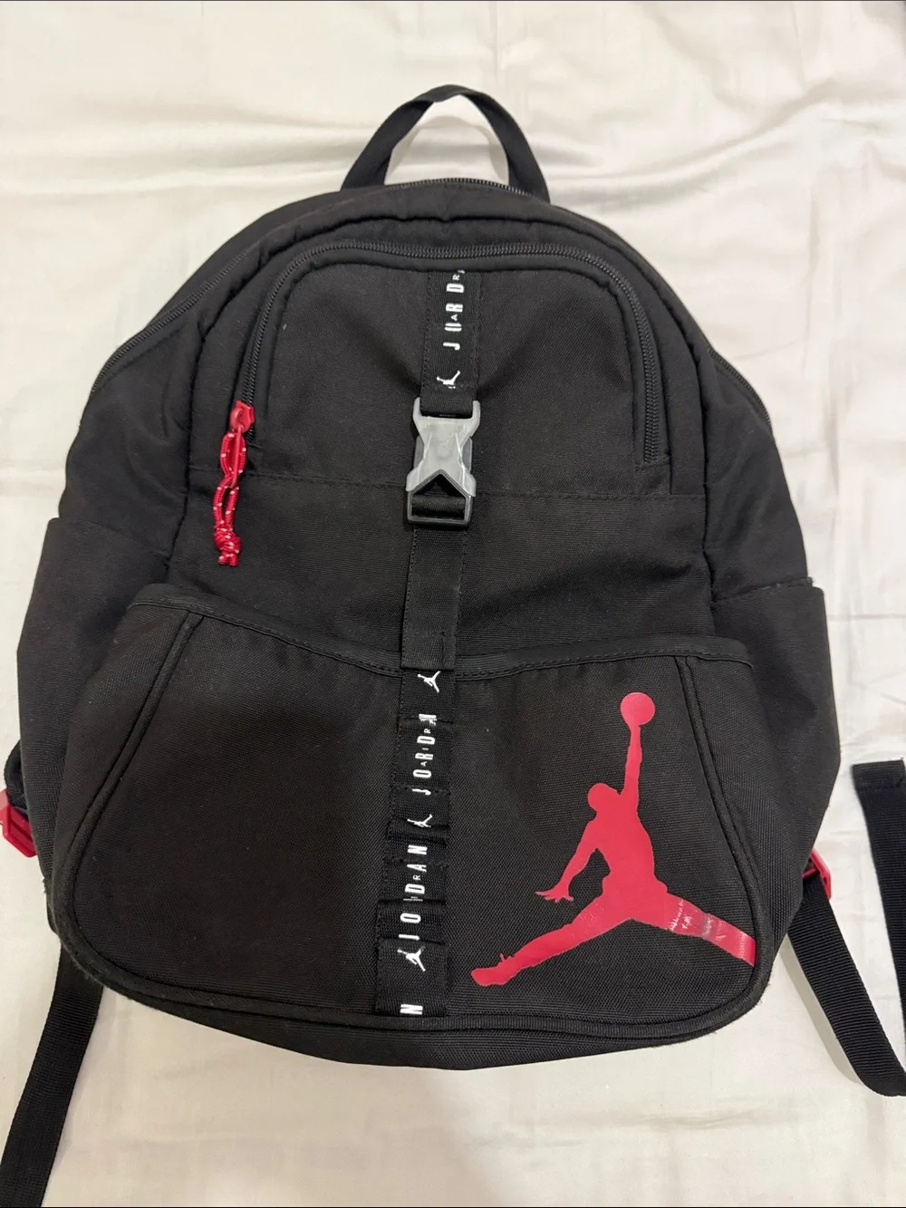 Jordan Black Backpack with Red Jumpman Accent